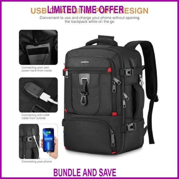 Travel Laptop Backpack Airline Approved USB Charging Weekender Bag - Picture 7 of 8